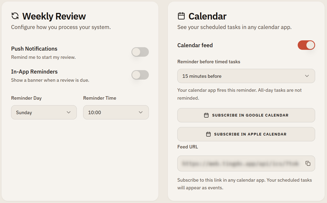 Push notifications in tingdo