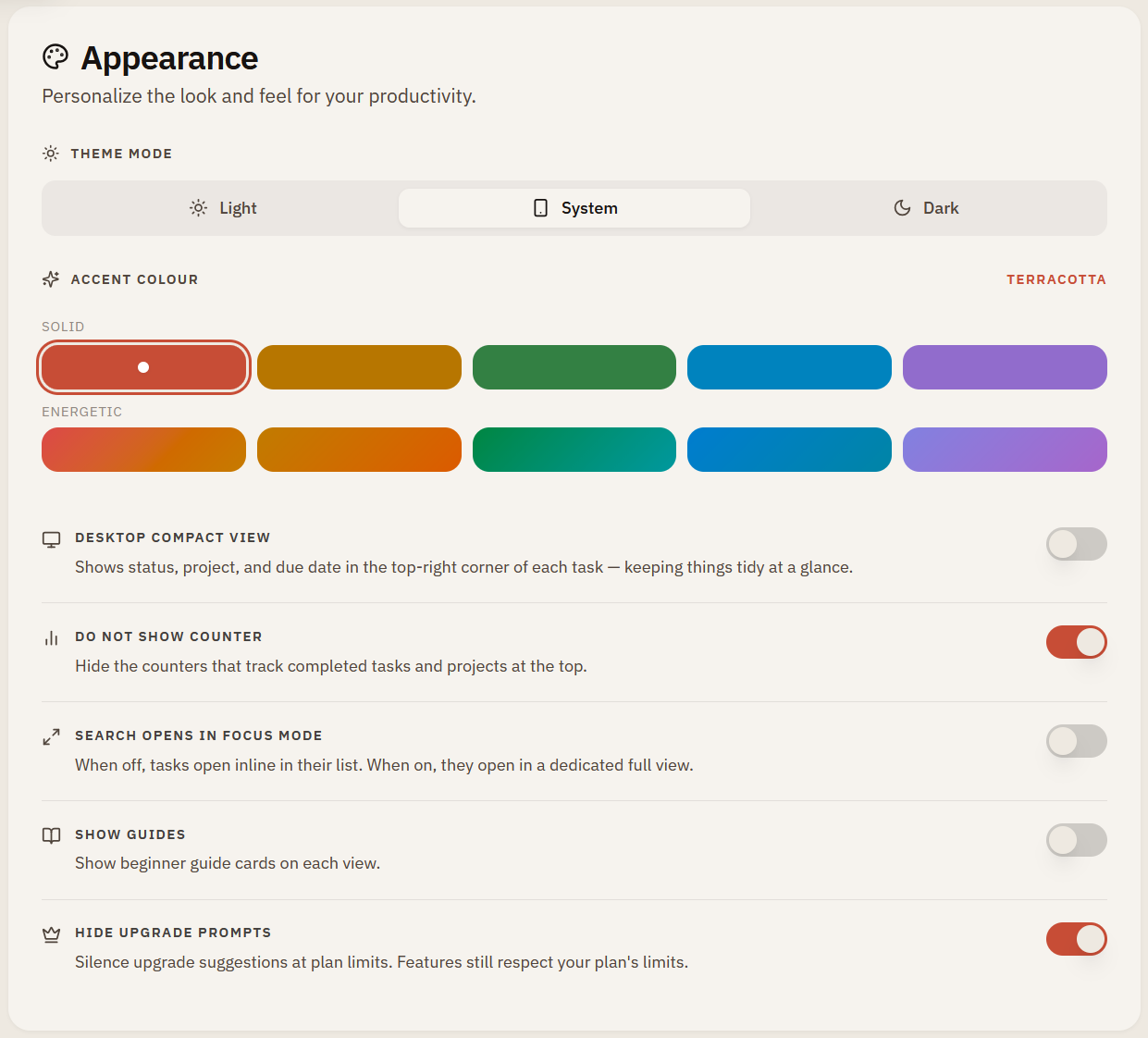 Settings & preferences in tingdo